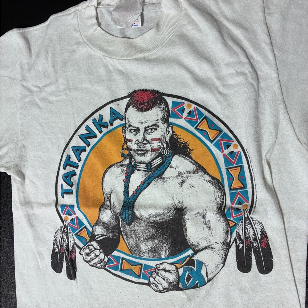 WWF Graphic Tatanka Short-Sleeve Men's Shirt Rare Original
